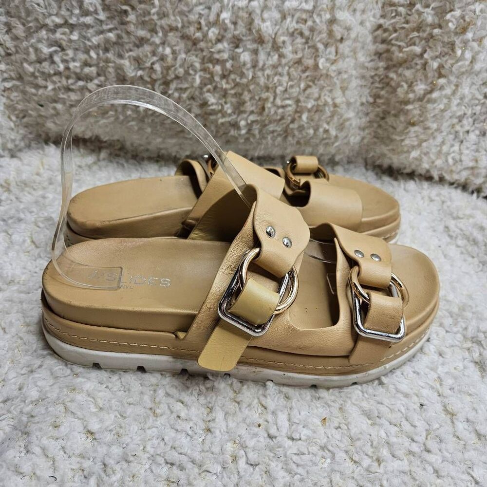 J/Slides Baha Sand Leather Platform Slide Sandals sz 9